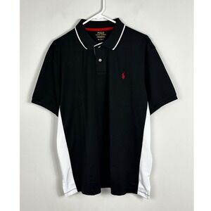 Polo Ralph Lauren Performance Polo Shirt Mens Size XL Black White Pony Golf Top